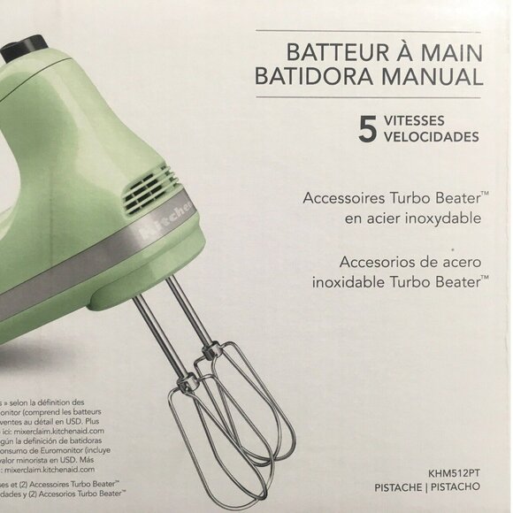 PISTACHIO GREEN KitchenAid Ultra Power 5-Speed Hand Mixer KHM512PT New in Box - Picture 7 of 13